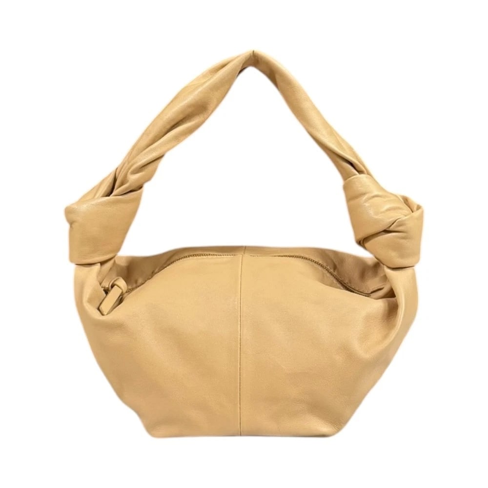 BOTTEGAVENETA HANDBAG CALFSKIN DOUBLE KNOT: BOTTEGAVENETA Handbag Calfskin Double knot Brand: BOTTEGAVENETA Type: Handbag Material/Exterior Material: Calfskin Color/Exterior Color: beige / almond Size: W11.8 x H5.7 x D5.9inch