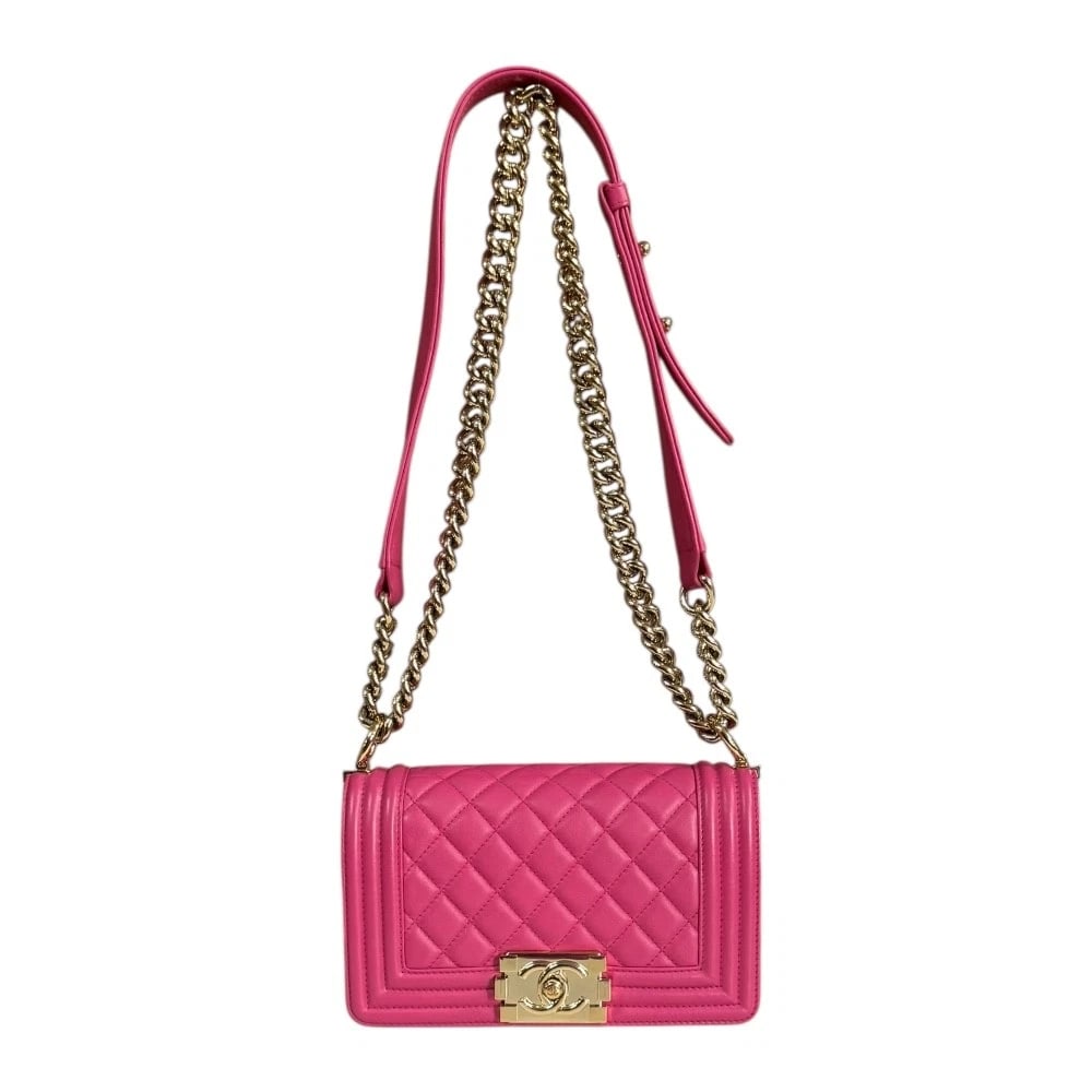 CHANEL SHOULDER BAG CROSS BODY: CHANEL Shoulder Bag Cross Body Brand: CHANEL Type: Shoulder Bag Material/Exterior Material: leather Color/Exterior Color: pink Size: W7.9 x H4.7 x D2.8inch Shoulder:26.6inch Accessories: None