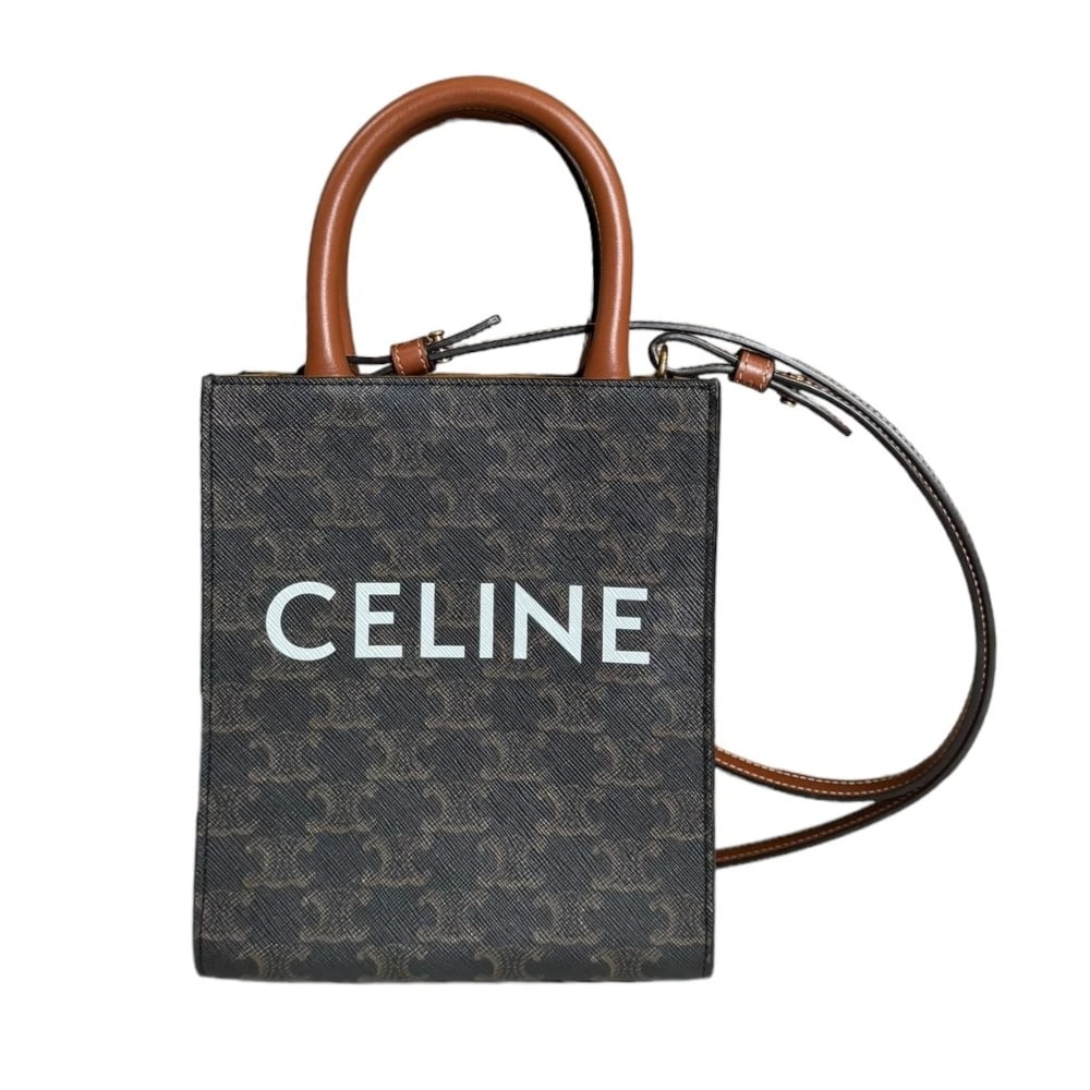 CELINE SHOULDER BAG COATED CANVAS: CELINE Shoulder Bag Coated canvas Brand: CELINE Type: Shoulder Bag Material/Exterior Material: Coated canvas Color/Exterior Color: Brown / black Size: W6.5 x H7.9 x D2.2inch Handle:9.8inch Shoulde