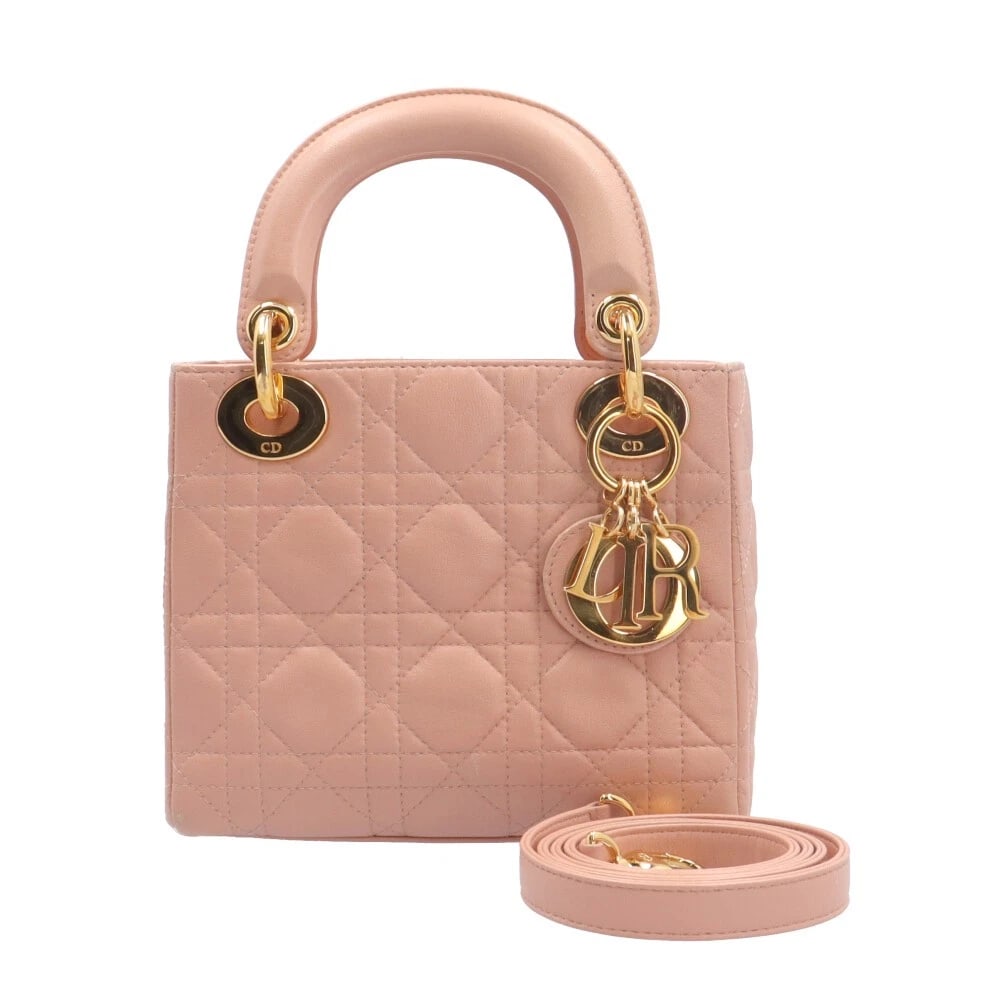 DIOR SHOULDER BAG LEATHER 2WAY LADY DIOR MINI: Dior Shoulder Bag leather 2way Lady Dior Mini Brand: Dior Type: Shoulder Bag Material/Exterior Material: leather Color/Exterior Color: pink Size: W6.7 x H5.9 x D2.6inch Handle:8.3inch