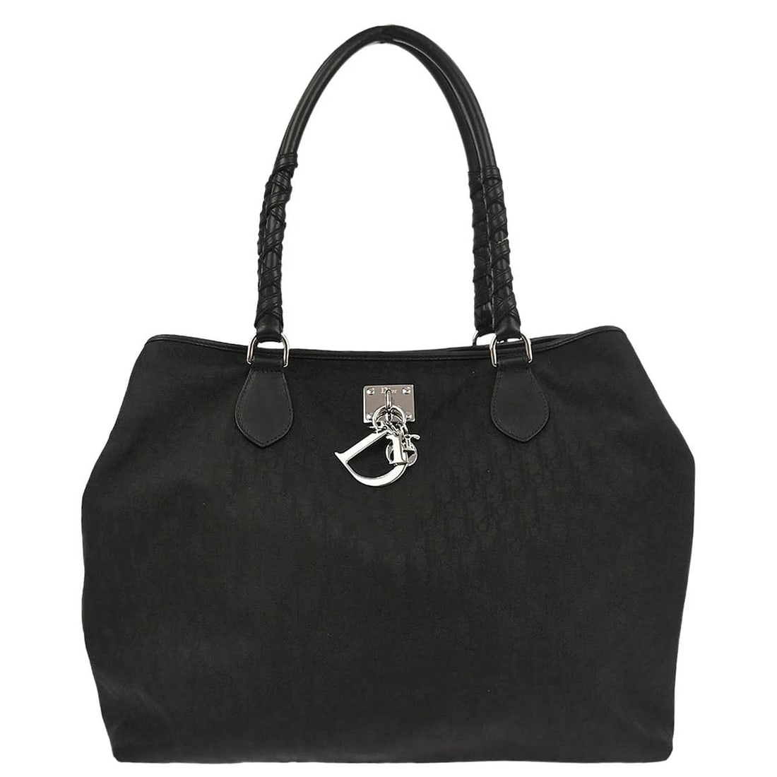CHRISTIAN DIOR BLACK NYLON TROTTER LOVELY TOTE HANDBAG (1 of 9)