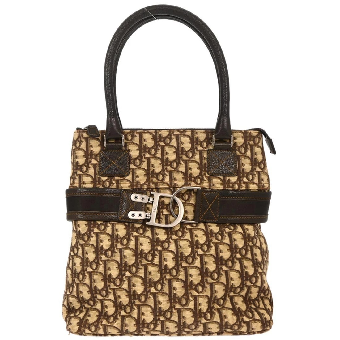 CHRISTIAN DIOR BEIGE CANVAS TROTTER TOTE HANDBAG: Christian Dior Beige Canvas Trotter Tote Handbag Brand: Dior Type: Tote Material/Exterior Material: Canvas, Leather Color/Exterior Color: Beige Size: W 10.2 x H 10.6 x D 3.5 " Handle Drop. 5.9