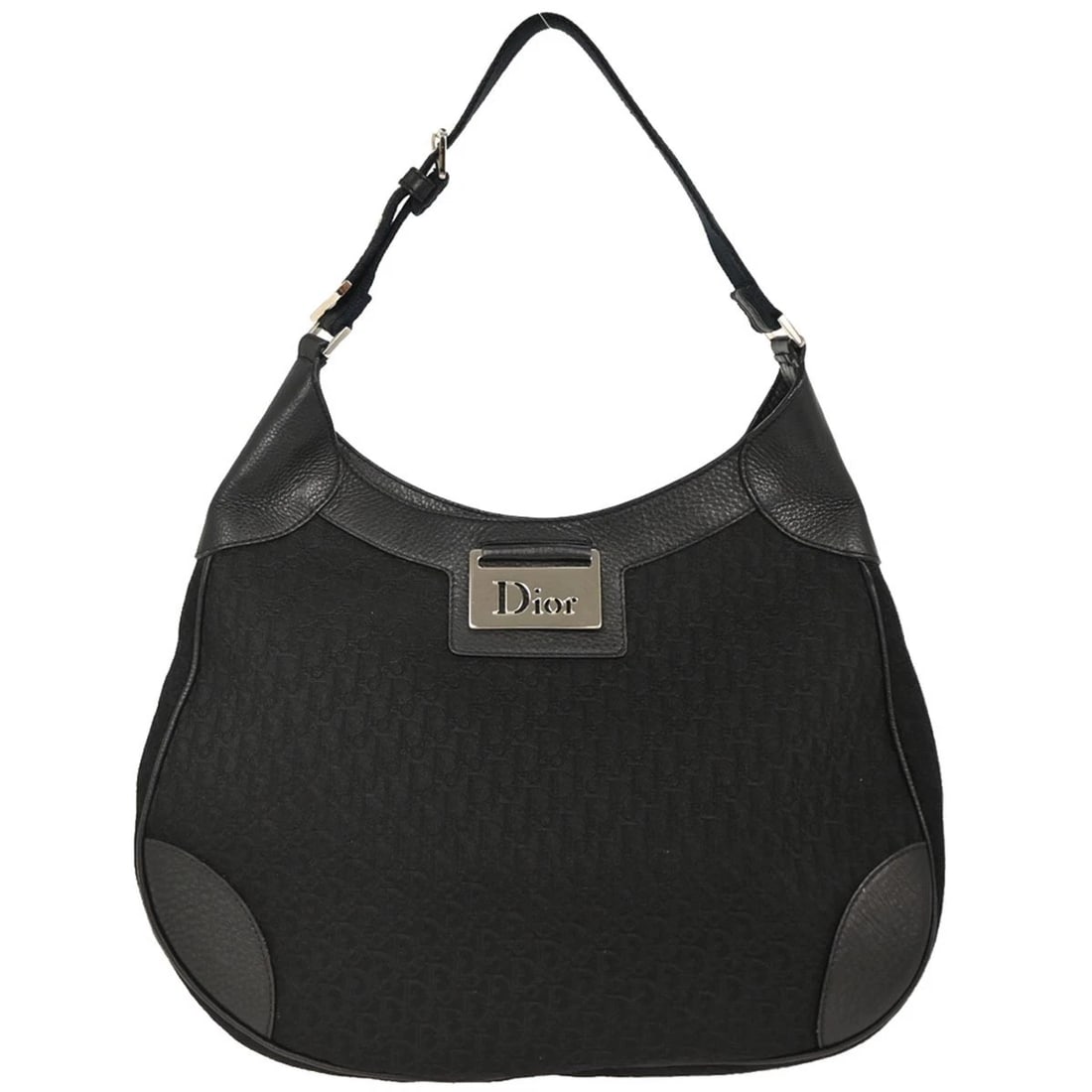 CHRISTIAN DIOR BLACK CANVAS TROTTER HANDBAG: Christian Dior Black Canvas Trotter Handbag Brand: Dior Type: Top Handle Bag Material/Exterior Material: Canvas, Leather Color/Exterior Color: Black Size: W 13.4 x H 9.8 x D 2.8 " Handle Drop.