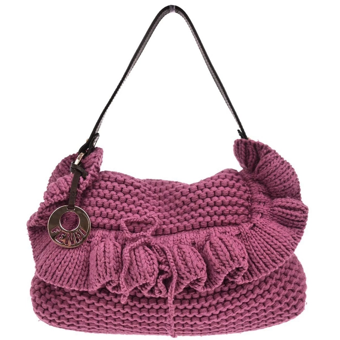 FENDI PINK WOOL HANDBAG: Fendi Pink Wool Handbag Brand: Fendi Type: Hand Bag Material/Exterior Material: Wool, Leather Color/Exterior Color: Pink Size: W 12.2 x H 6.7 x D 2.4 " Handle Drop. 6.7 " Accessories: None