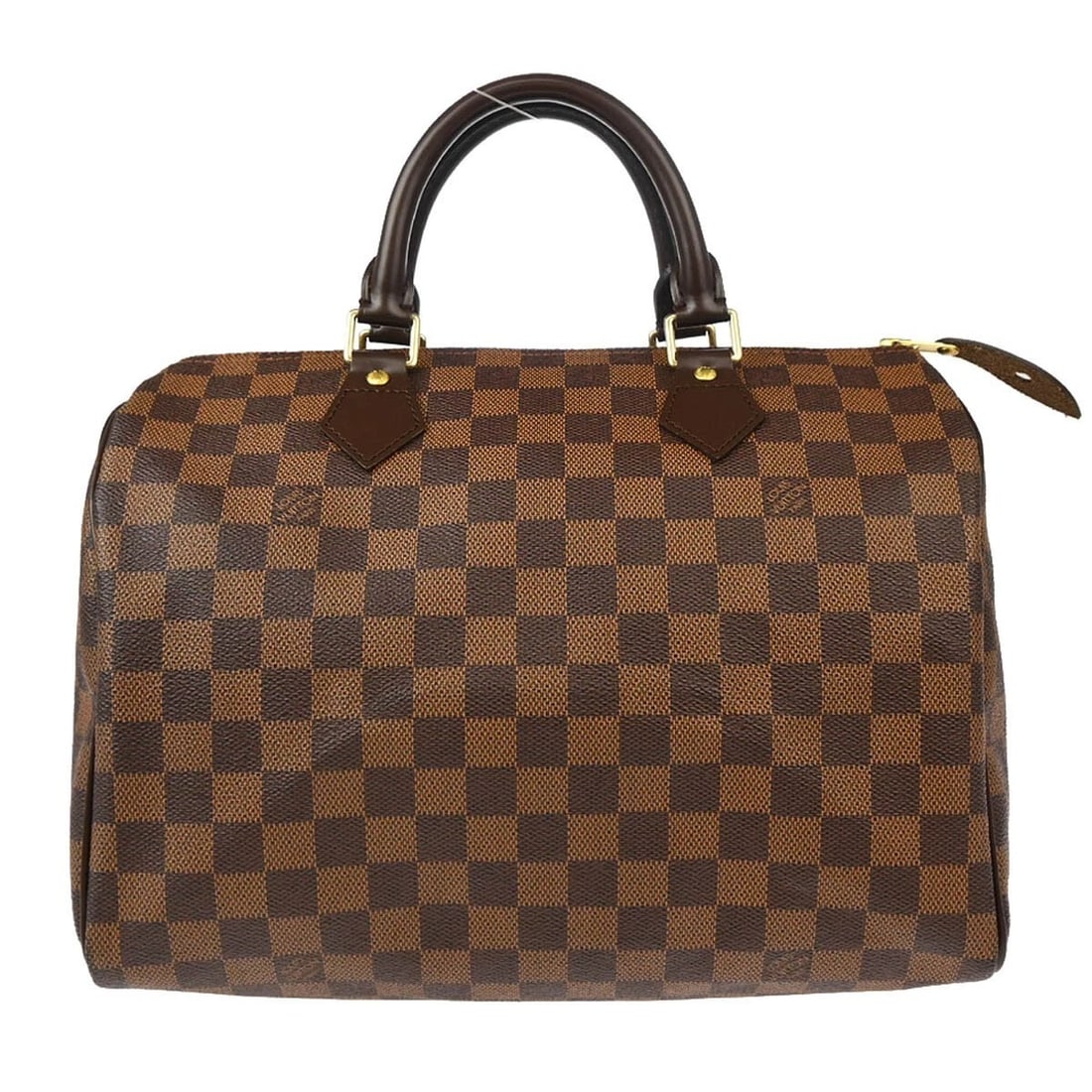 LOUIS VUITTON DAMIER SPEEDY HANDBAG: Louis Vuitton Damier Speedy Handbag Brand: Louis Vuitton Type: Duffle Material/Exterior Material: Damier canvas, Leather Color/Exterior Color: Ebene * Brown Size: W 11.8 x H 8.3 x D 7.1 " Handle D