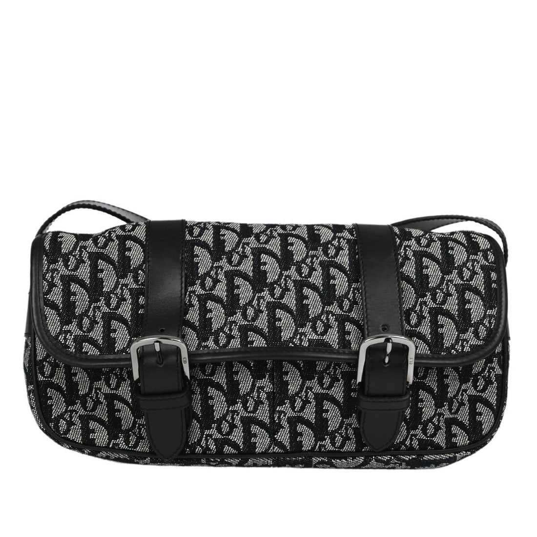 CHRISTIAN DIOR BLACK TROTTER SHOULDER BAG: Christian Dior Black Trotter Shoulder Bag Brand: Dior Type: Shoulder Bag Material/Exterior Material: Canvas, Leather Color/Exterior Color: Black, White Size: W 11.8 x H 5.5 x D 2.8 " Strap Drop. 2