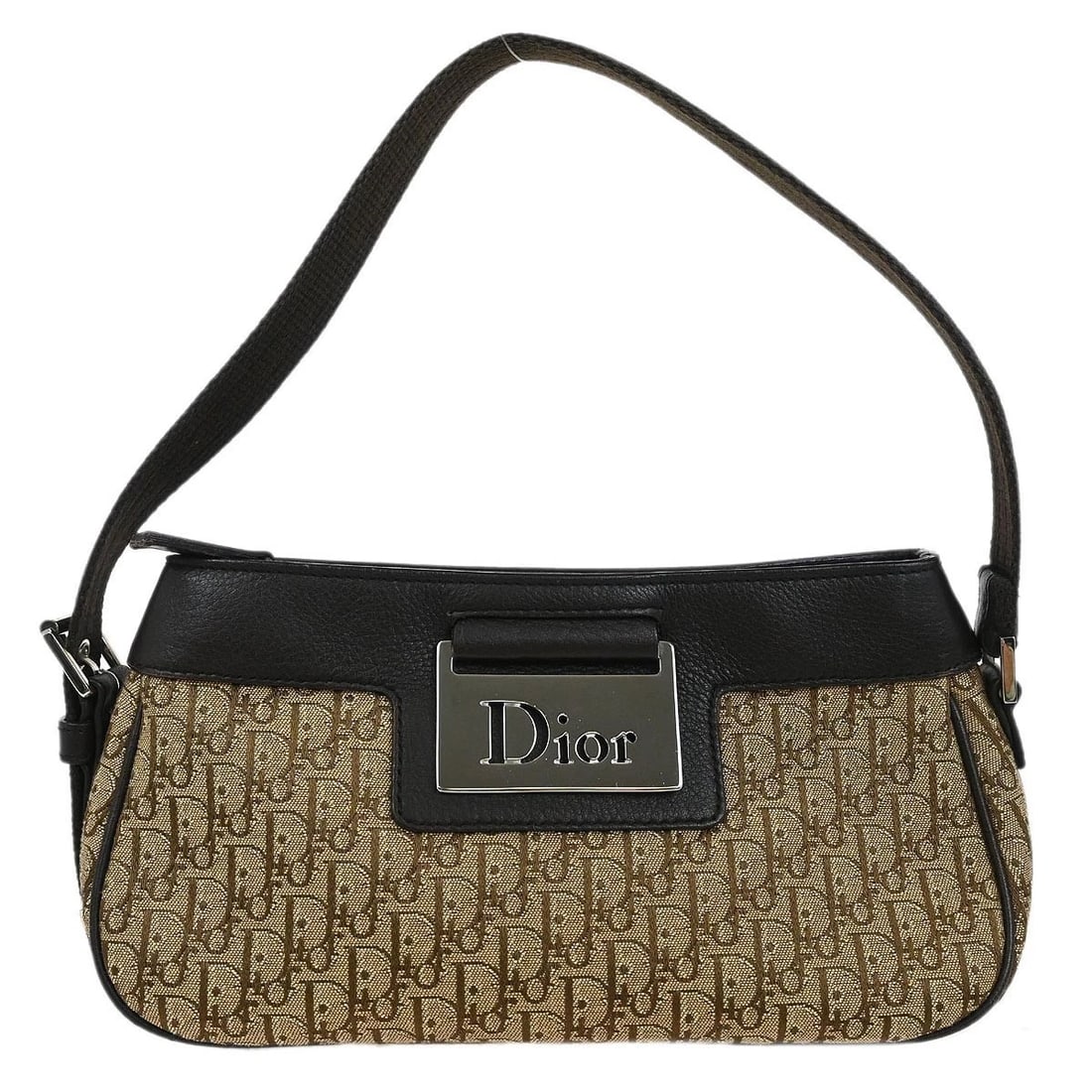 CHRISTIAN DIOR BEIGE TROTTER HANDBAG: Christian Dior Beige Trotter Handbag Brand: Dior Type: Handbag Material/Exterior Material: Canvas, Leather Color/Exterior Color: Beige, Brown Size: W 7.9 x H 4.3 x D 2.8 " Handle Drop. 5.5 - 6.3 "