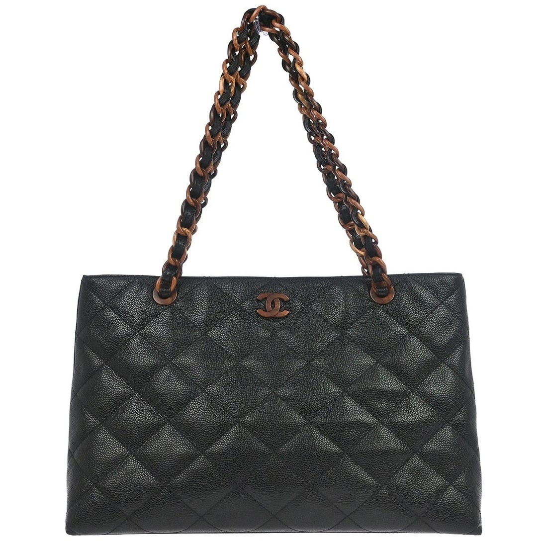 CHANEL BLACK CALFSKIN TOTE HANDBAG: Chanel Black Calfskin Tote Handbag Brand: CHANEL Type: Tote Material/Exterior Material: Caviar Skin Leather Color/Exterior Color: Black Size: W 15.4 x H 9.8 x D 3.5 " Handle Drop. 9.4 " Accessori