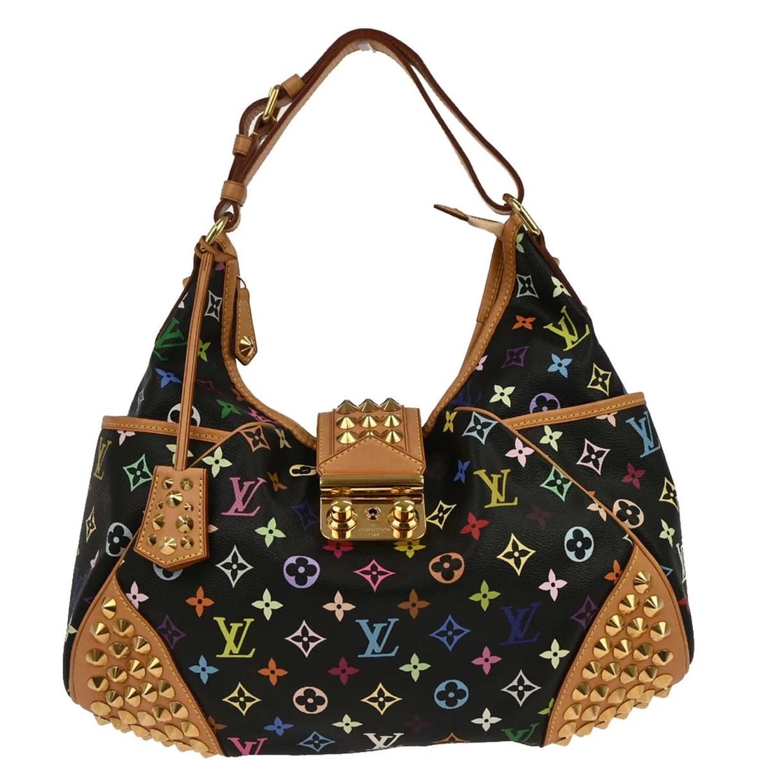 LOUIS VUITTON BLACK MONOGRAM MULTICOLOR CHRISSIE HANDBAG: Louis Vuitton Black Monogram Multicolor Chrissie Handbag Brand: Louis Vuitton Type: Hand Bag Material/Exterior Material: Monogram Multicolor Canvas, Leather Color/Exterior Color: Noir * Black Size