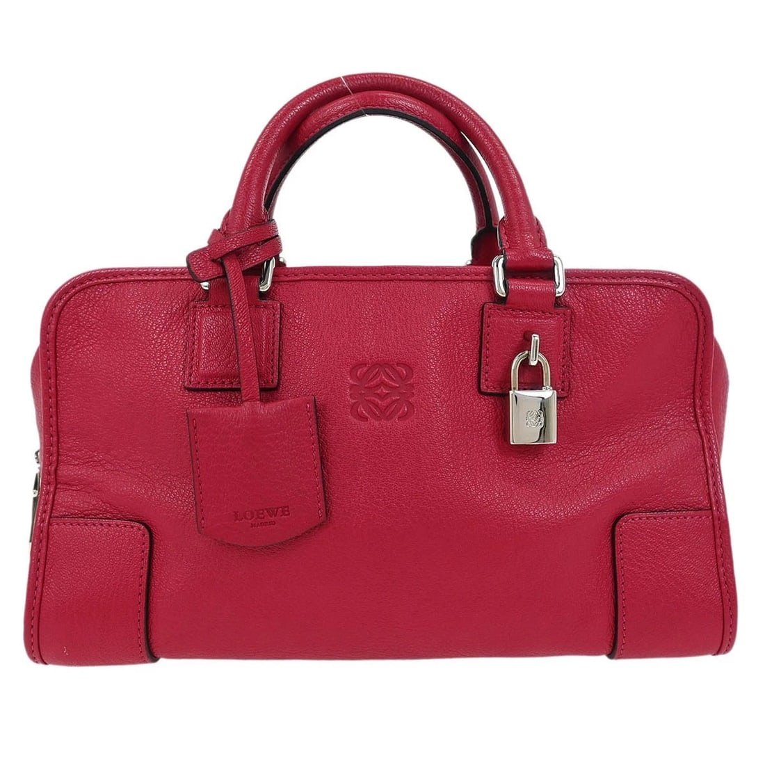 LOEWE PINK AMAZONA HANDBAG: Loewe Pink Amazona Handbag Brand: Loewe Type: Top Handle Bag Material/Exterior Material: Leather Color/Exterior Color: Pink Size: W 11.4 x H 6.3 x D 5.1 " Handle Drop. 3.1 " Accessories: None