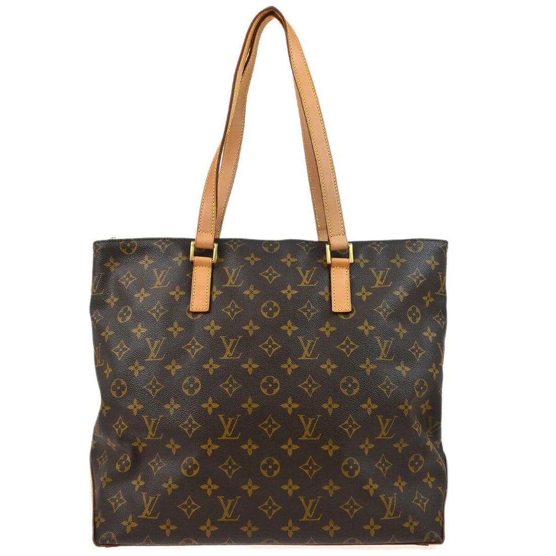 LOUIS VUITTON MONOGRAM CABAS MEZZO TOTE HANDBAG: Louis Vuitton Monogram Cabas Mezzo Tote Handbag Brand: Louis Vuitton Type: Tote Material/Exterior Material: Monogram Canvas, Leather Color/Exterior Color: Brown Size: W 13.8 x H 12.8 x D 6.3 " Str
