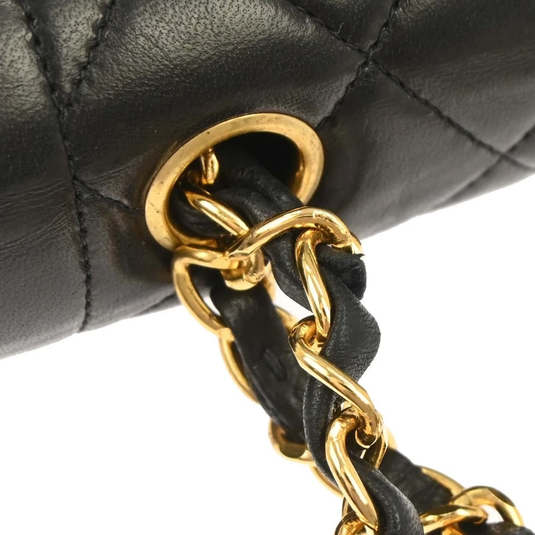 CHANEL BLACK LAMBSKIN MINI SQUARE FLAP HANDBAG - 5