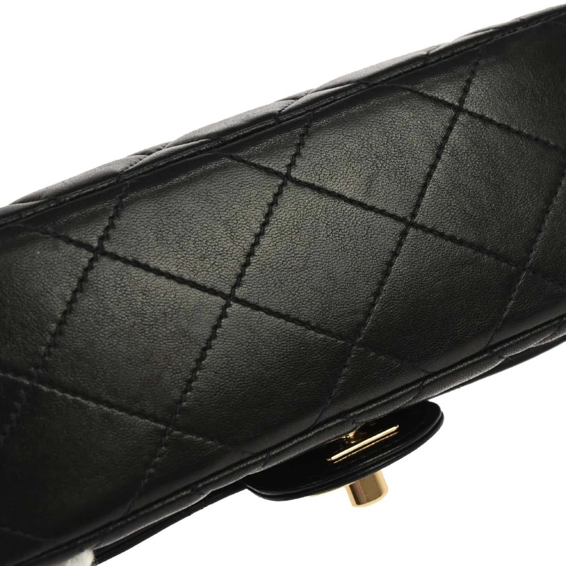 CHANEL BLACK LAMBSKIN MINI SQUARE FLAP HANDBAG - 6