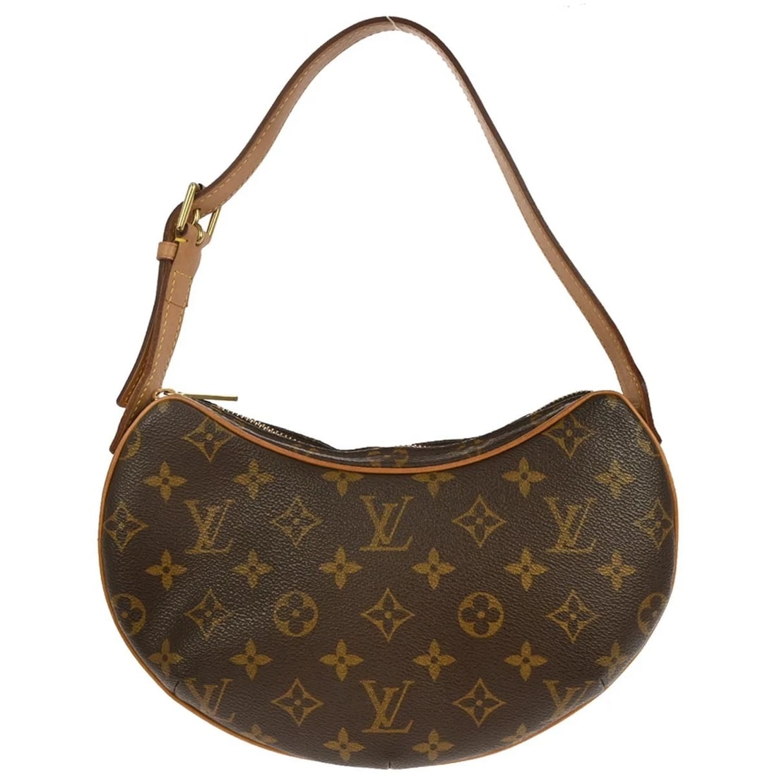 LOUIS VUITTON MONOGRAM CROISSANT PM HANDBAG: Louis Vuitton Monogram Croissant PM Handbag Brand: Louis Vuitton Type: Hobo Bag Material/Exterior Material: Monogram Canvas, Leather Color/Exterior Color: Brown Size: W 10.6 x H 5.5 x D 2.8 "