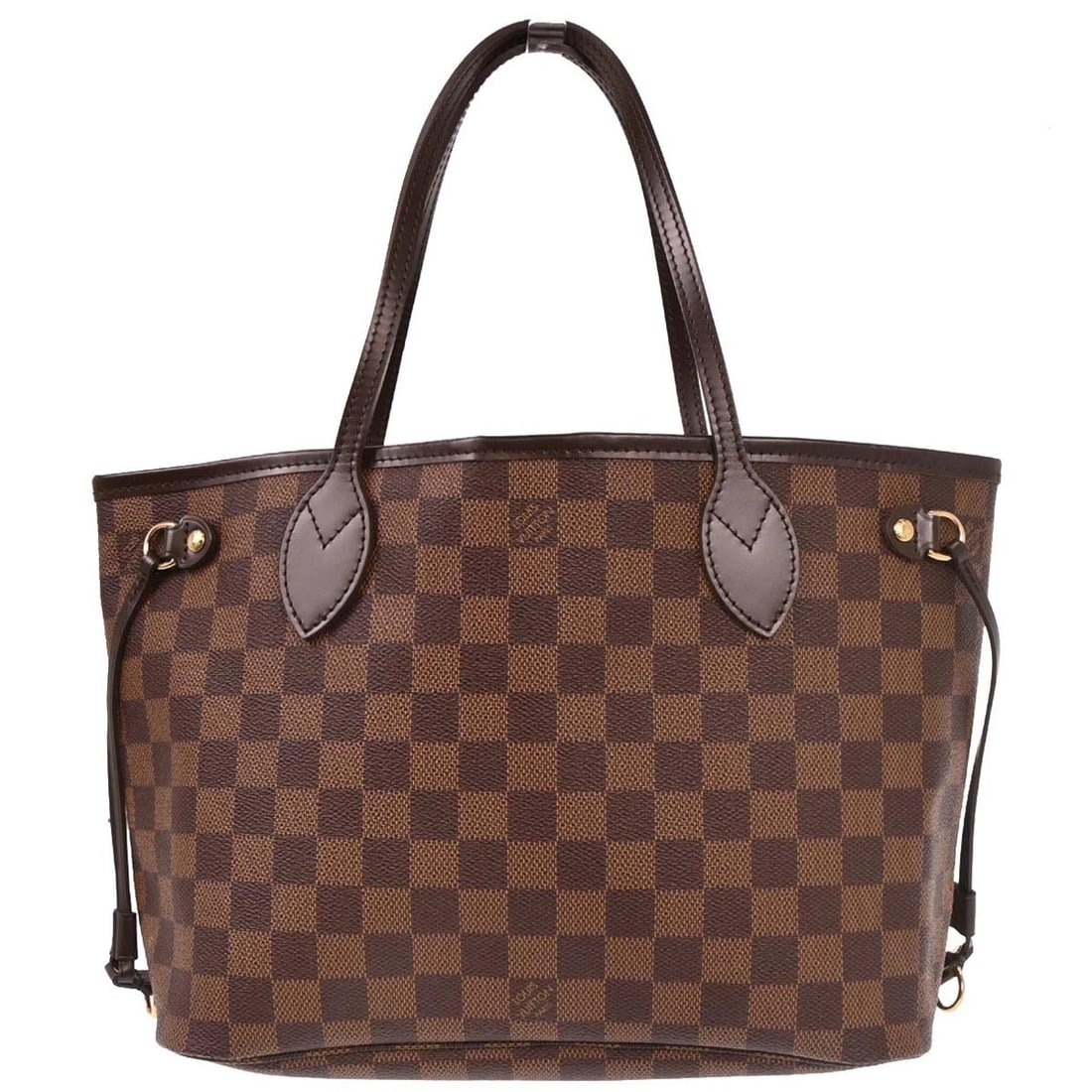 LOUIS VUITTON DAMIER NEVERFULL PM TOTE HANDBAG: Louis Vuitton Damier Neverfull PM Tote Handbag Brand: Louis Vuitton Type: Tote Material/Exterior Material: Damier canvas, Leather Color/Exterior Color: Ebene * Brown Size: W 11.4 x H 8.5 x D