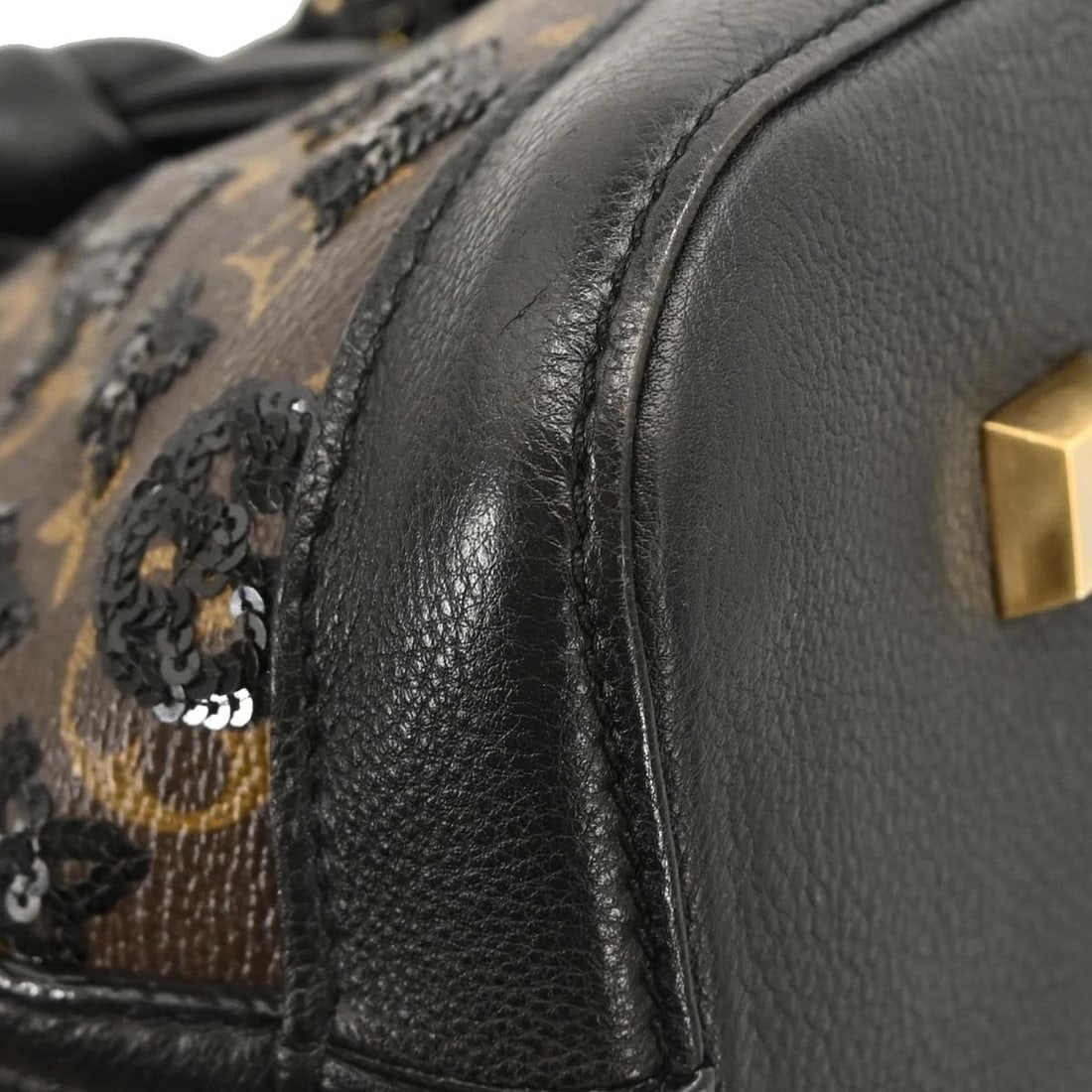 LOUIS VUITTON BLACK MONOGRAM ECLIPSE ALMA HANDBAG - 7