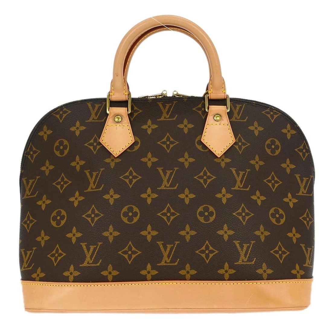 LOUIS VUITTON MONOGRAM ALMA HANDBAG: Louis Vuitton Monogram Alma Handbag Brand: Louis Vuitton Type: Top Handle Bag Material/Exterior Material: Monogram Canvas, Leather Color/Exterior Color: Brown Size: W 11.8 x H 9.3 x D 6.3 " Handle