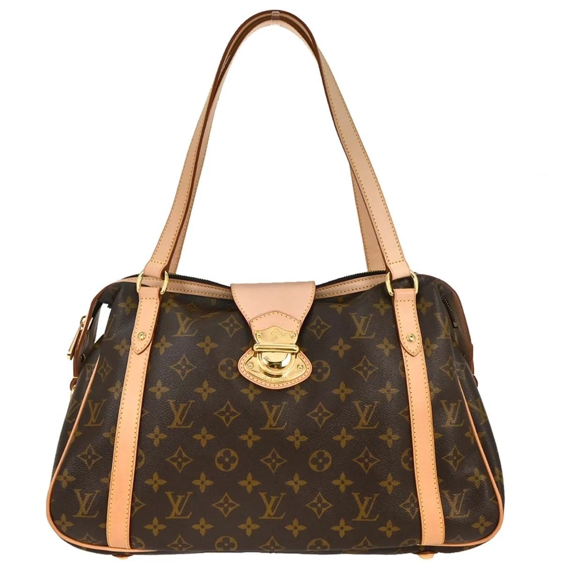 LOUIS VUITTON MONOGRAM STRESA PM SHOULDER BAG: Louis Vuitton Monogram Stresa PM Shoulder Bag Brand: Louis Vuitton Type: Shoulder Bag Material/Exterior Material: Monogram Canvas, Leather Color/Exterior Color: Brown Size: W 15.0 x H 10.2 x D 5.5