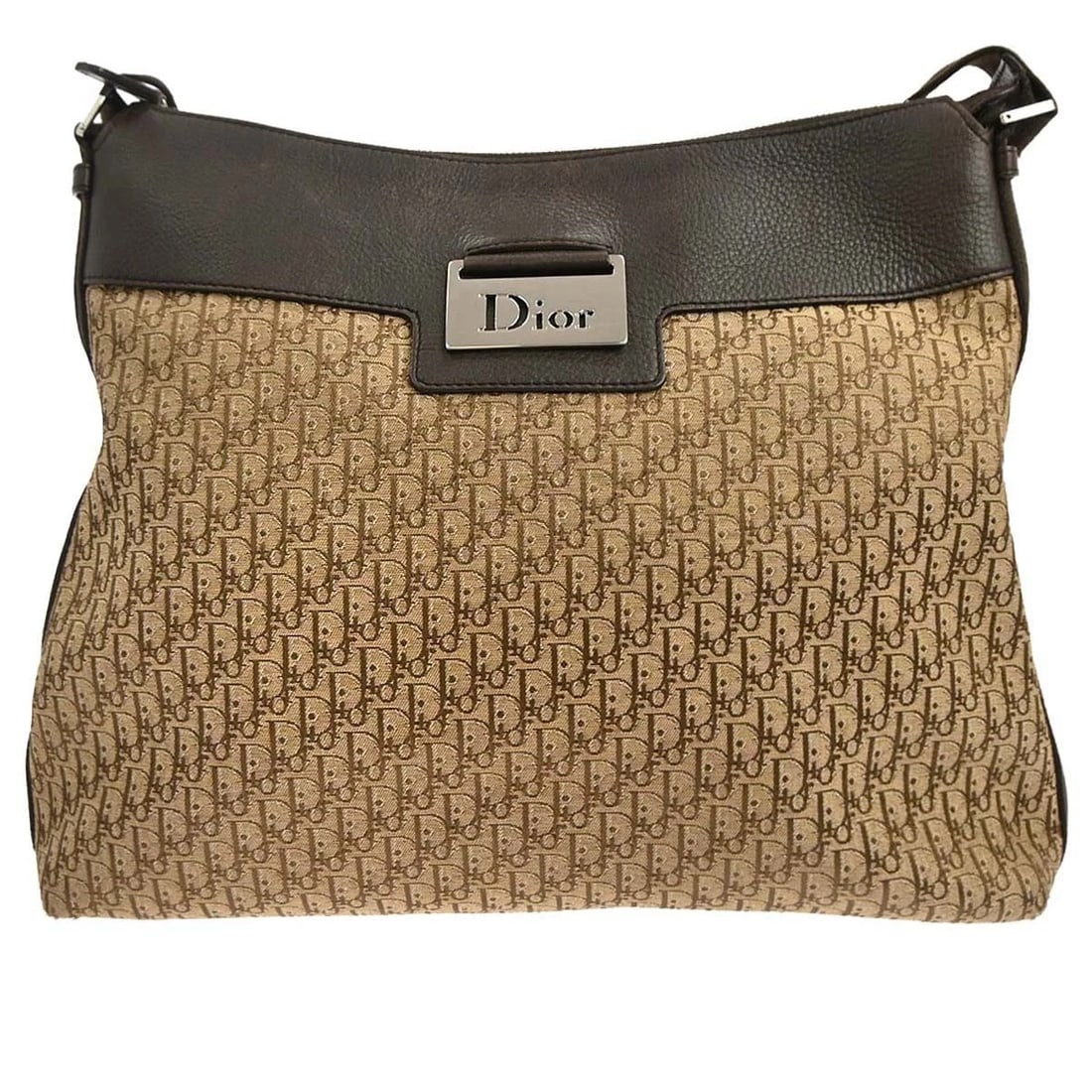 CHRISTIAN DIOR BEIGE BROWN STREET CHIC TROTTER SHOULDER BAG: Christian Dior Beige Brown Street Chic Trotter Shoulder Bag Brand: Dior Type: Shoulder Bag Material/Exterior Material: Canvas, Leather Color/Exterior Color: Beige, Brown Size: W 13.4 x H 11.8 x D