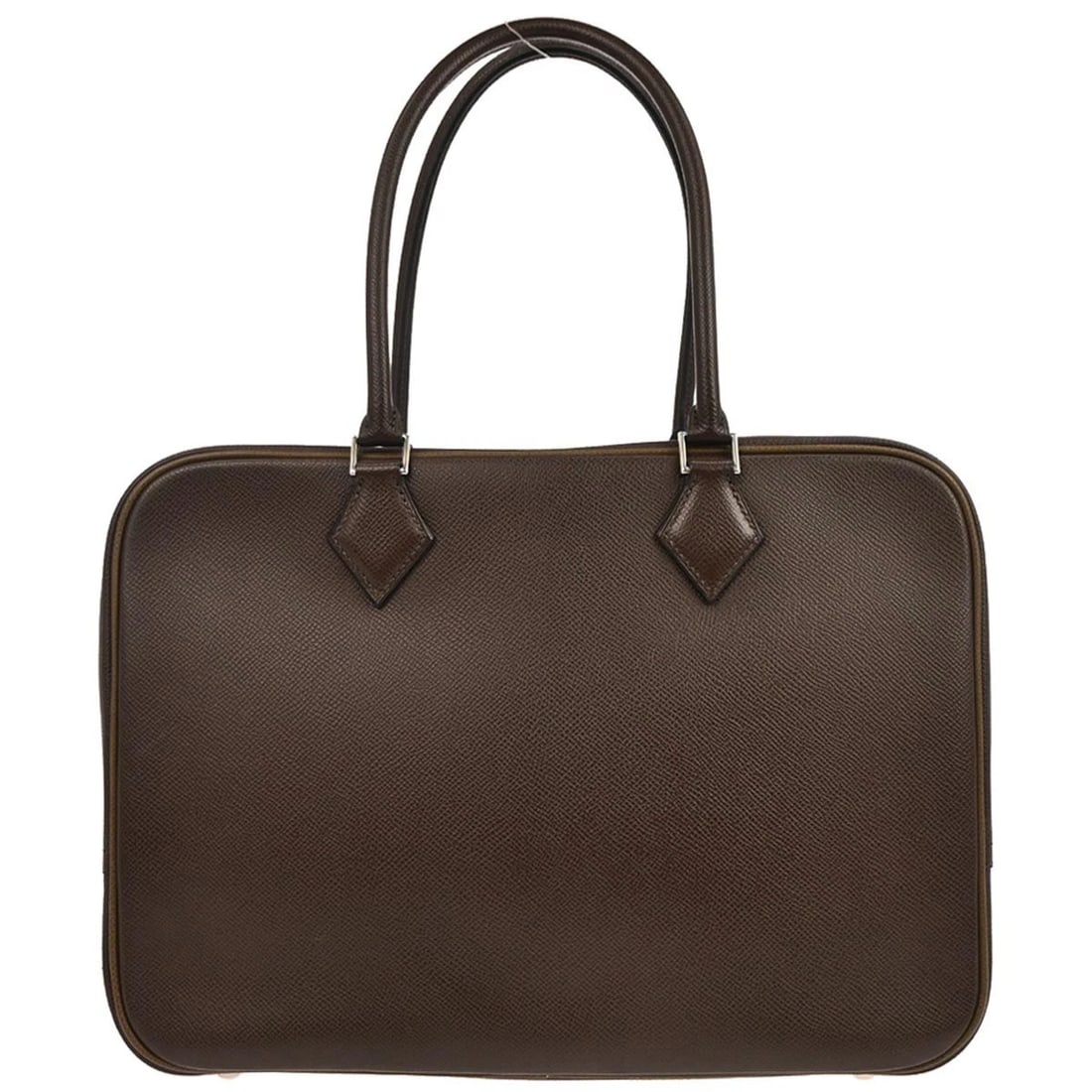 HERMES CHOCOLAT EPSOM PLUME HANDBAG: Hermes Chocolat Epsom Plume Handbag Brand: HERMÈS Type: Hand Bag Material/Exterior Material: Epsom Leather Color/Exterior Color: Chocolat Size: W 12.6 x H 9.4 x D 4.3 " Handle Drop. 6.7 " Access