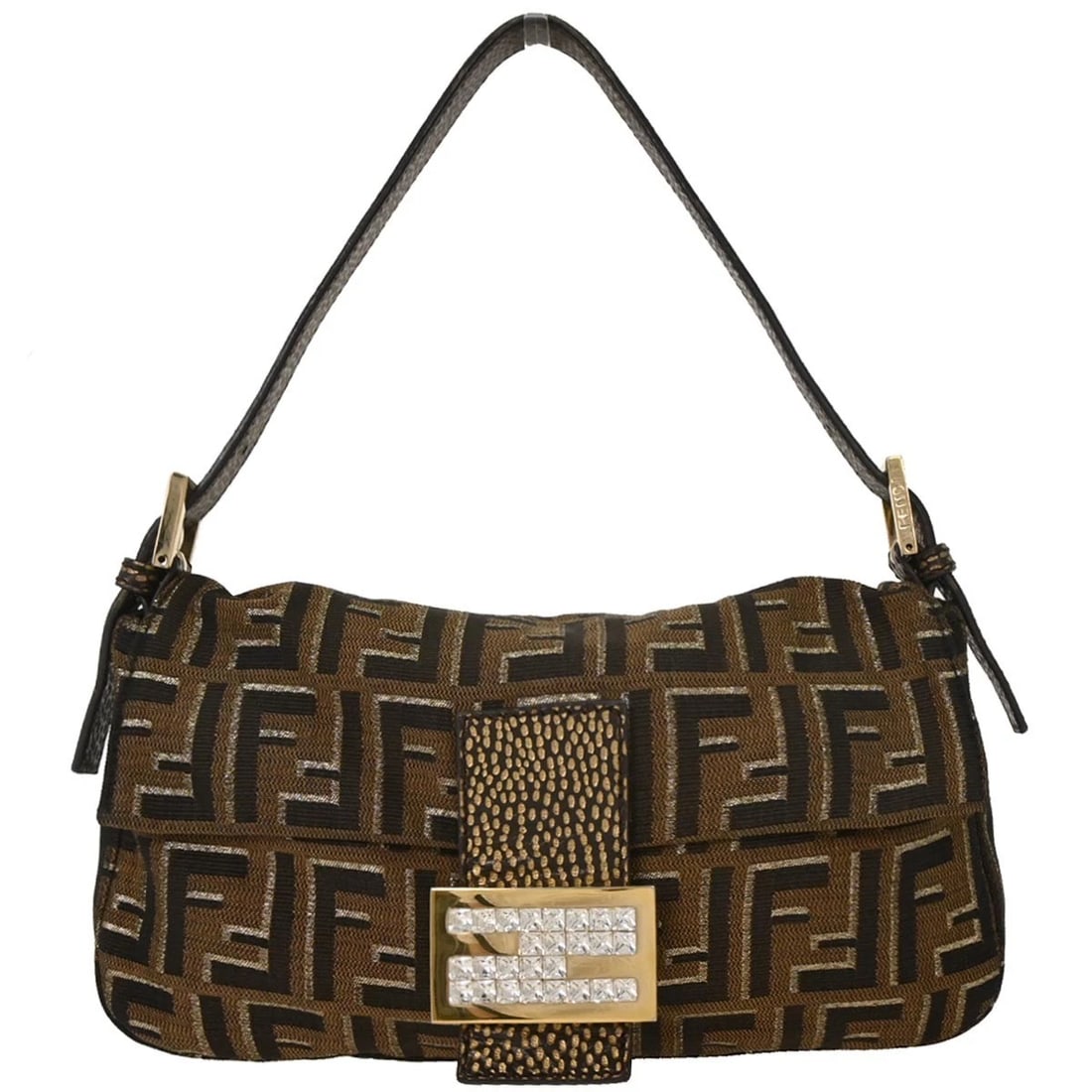 FENDI BROWN CANVAS ZUCCA BAGUETTE HANDBAG (1 of 8)