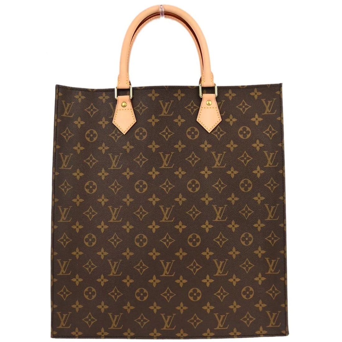 LOUIS VUITTON MONOGRAM SAC PLAT TOTE HANDBAG: Louis Vuitton Monogram Sac Plat Tote Handbag Brand: Louis Vuitton Type: Tote Material/Exterior Material: Monogram Canvas, Leather Color/Exterior Color: Brown Size: W 14.2 x H 15.0 x D 3.5 "