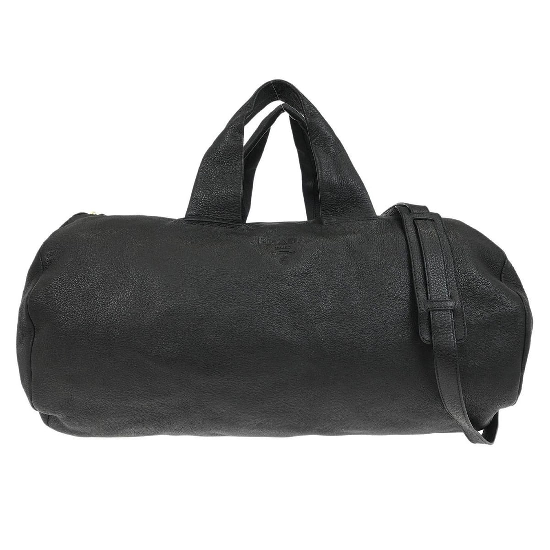 PRADA BLACK LEATHER 2WAY DUFFLE HANDBAG (1 of 8)