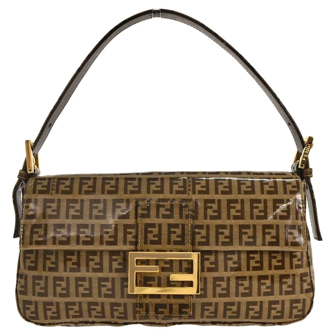 FENDI BROWN PVC ZUCCHINO BAGUETTE HANDBAG (1 of 9)