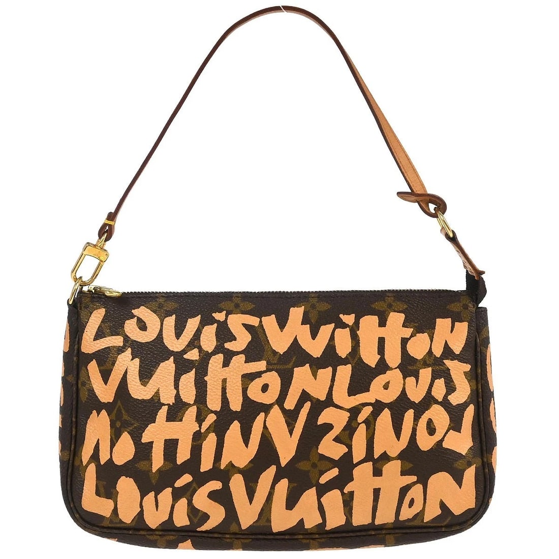 LOUIS VUITTON BEIGE GRAFFITI POCHETTE ACCESSOIRES HANDBAG: Louis Vuitton Beige Graffiti Pochette Accessoires Handbag Brand: Louis Vuitton Type: Handbag Material/Exterior Material: Monogram Graffiti Canvas, Leather Color/Exterior Color: Brown, Beige 
