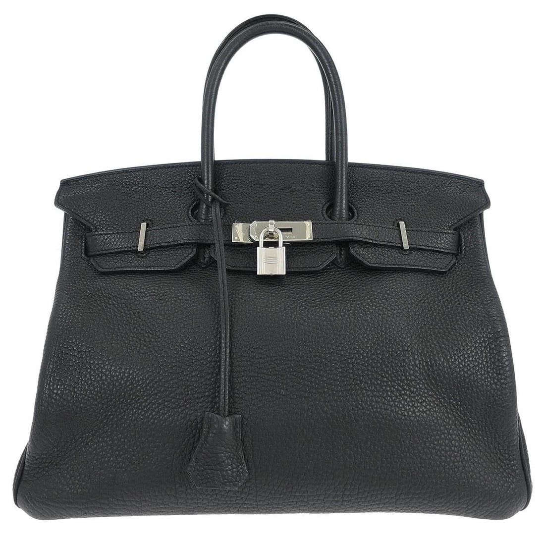 HERMES BLACK TOGO BIRKIN HANDBAG: Hermes Black Togo Birkin Handbag Brand: HERMÈS Type: Satchel/Top Handle Bag Material/Exterior Material: Togo leather Color/Exterior Color: Black Size: W 13.8 x H 10.6 x D 7.1 " Handle Drop.