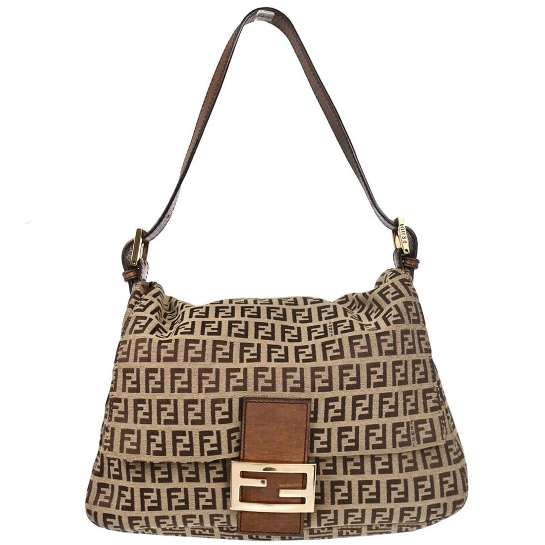 FENDI BEIGE ZUCCHINO MAMMA BAGUETTE HANDBAG: Fendi Beige Zucchino Mamma Baguette Handbag Brand: Fendi Type: Hand Bag Material/Exterior Material: Canvas, Leather Color/Exterior Color: Beige Size: W 11.0 x H 7.5 x D 3.9 " Handle Drop. 5.1