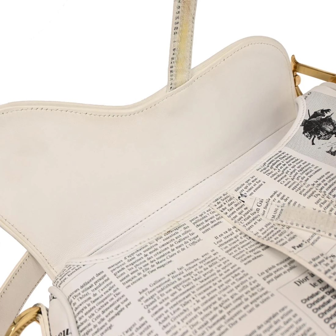 CHRISTIAN DIOR WHITE LEATHER SADDLE HANDBAG - 7