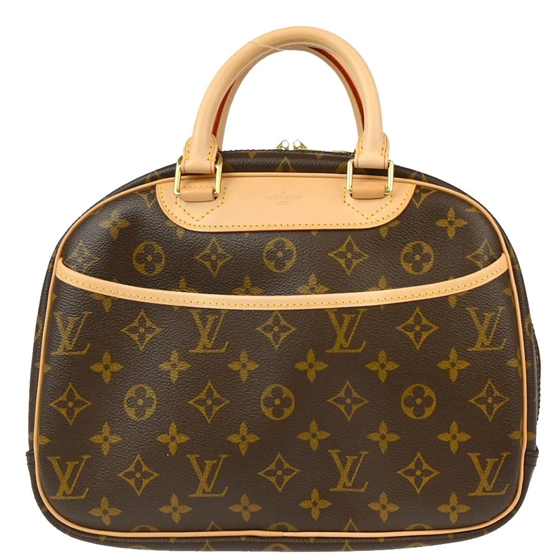 LOUIS VUITTON MONOGRAM TROUVILLE HANDBAG: Louis Vuitton Monogram Trouville Handbag Brand: Louis Vuitton Type: Hand Bag Material/Exterior Material: Monogram Canvas, Leather Color/Exterior Color: Brown Size: W 11.0 x H 8.3 x D 4.3 " Handle