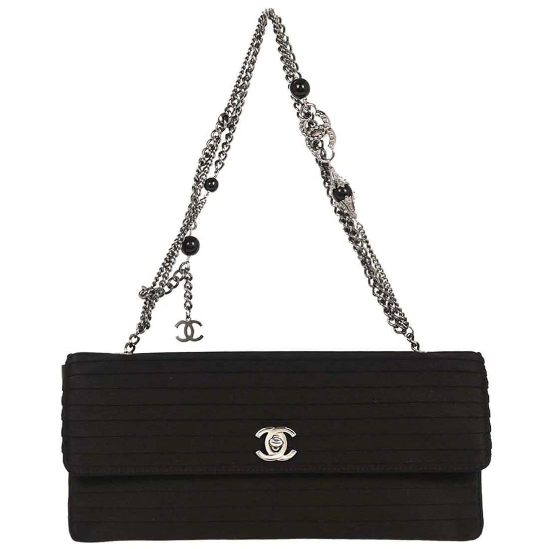 CHANEL BLACK SATIN HANDBAG (1 of 7)