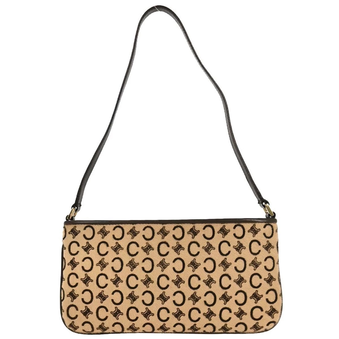 CELINE BROWN PONY HAIR C MACADAM HANDBAG: Celine Brown Pony Hair C Macadam Handbag Brand: CELINE Type: Top Handle Bag Material/Exterior Material: Pony Hair, Leather Color/Exterior Color: Beige, Brown Size: W 8.3 x H 4.3 x D 1.2 "