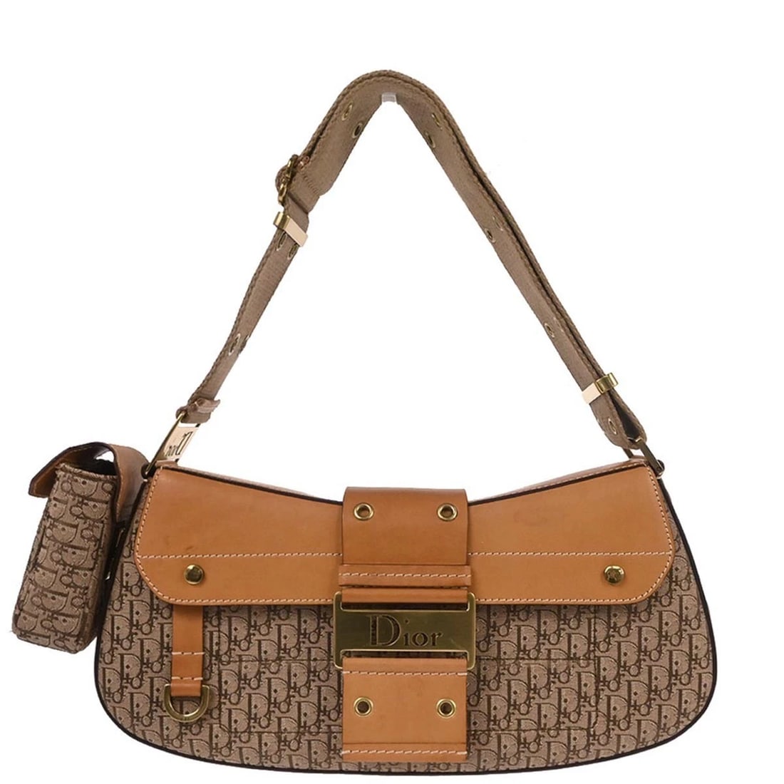 CHRISTIAN DIOR BROWN TROTTER STREET CHIC COLUMBUS SHOULDER BAG: Christian Dior Brown Trotter Street Chic Columbus Shoulder Bag Brand: Dior Type: Shoulder Bag Material/Exterior Material: Canvas, Leather Color/Exterior Color: Brown, Beige Size: W 12.2 x H 5.5 x
