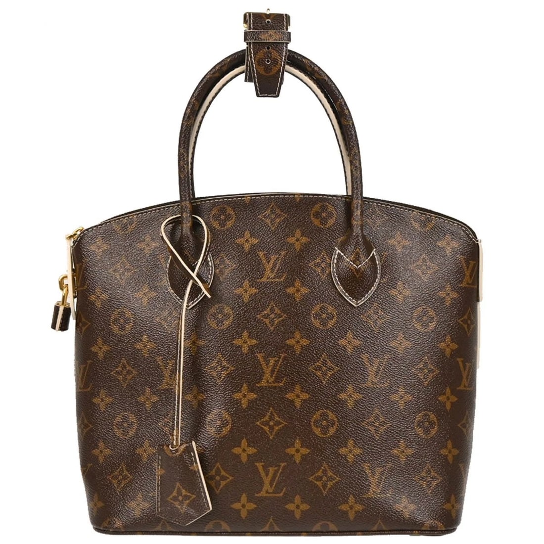 LOUIS VUITTON SHINY MONOGRAM LOCKIT PM HANDBAG: Louis Vuitton Shiny Monogram Lockit PM Handbag Brand: Louis Vuitton Type: Handbag Material/Exterior Material: Shiny monogram canvas Color/Exterior Color: Brown Size: W 11.0 x H 10.2 x D 5.9 " Hand