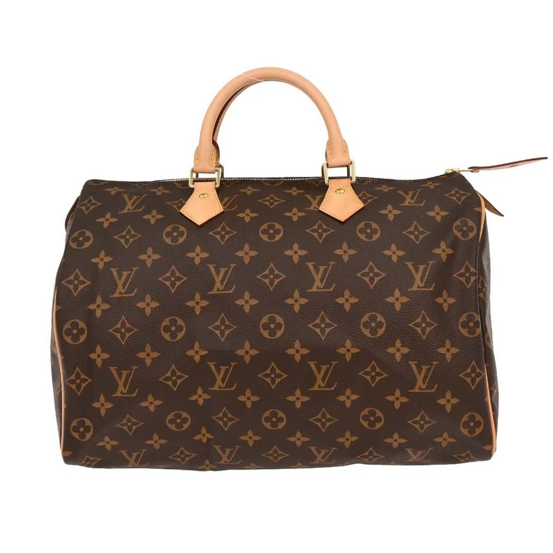 LOUIS VUITTON MONOGRAM SPEEDY 35 HANDBAG: Louis Vuitton Monogram Speedy 35 Handbag Brand: Louis Vuitton Type: Satchel/Top Handle Bag Material/Exterior Material: Monogram Canvas, Leather Color/Exterior Color: Brown Size: W 13.8 x H 9.1 x D
