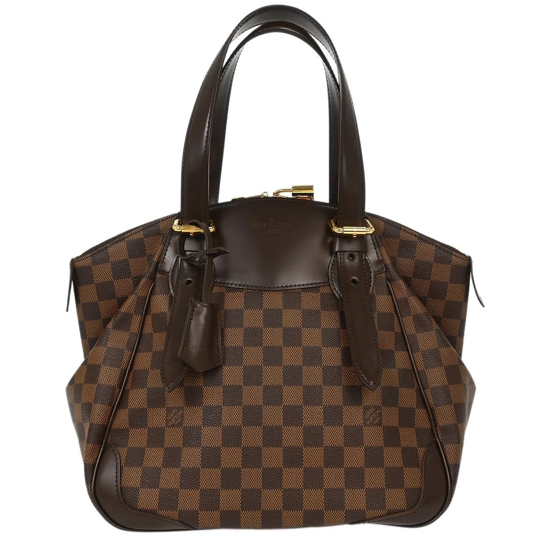 LOUIS VUITTON DAMIER VERONA MM TOTE HANDBAG: Louis Vuitton Damier Verona MM Tote Handbag Brand: Louis Vuitton Type: Hand Bag Material/Exterior Material: Damier Canvas, Leather Color/Exterior Color: Brown Size: W 11.8 x H 11.0 x D 7.1 " Handl