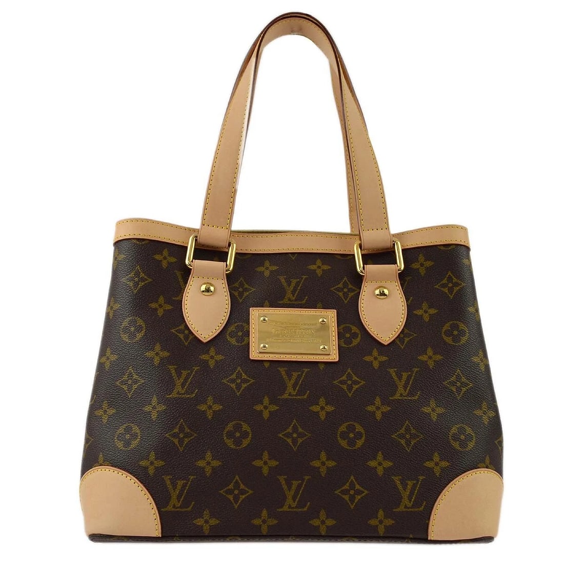 LOUIS VUITTON MONOGRAM HAMPSTEAD PM TOTE HANDBAG: Louis Vuitton Monogram Hampstead PM Tote Handbag Brand: Louis Vuitton Type: Tote Material/Exterior Material: Monogram canvas, Leather Color/Exterior Color: Brown Size: W 11.4 x H 9.4 x D 7.1 " Han