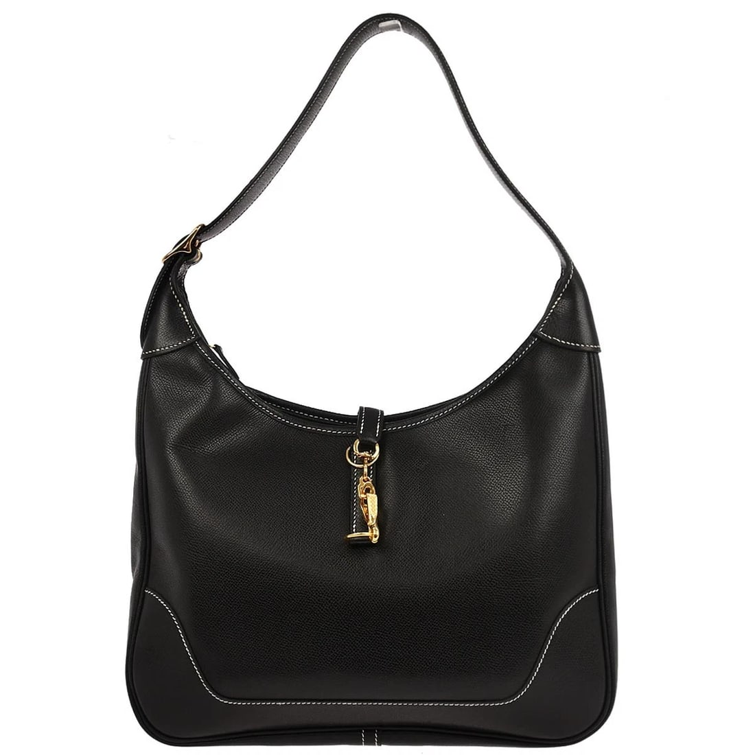 HERMES BLACK COURCHEVEL TRIM SHOULDER BAG (1 of 9)