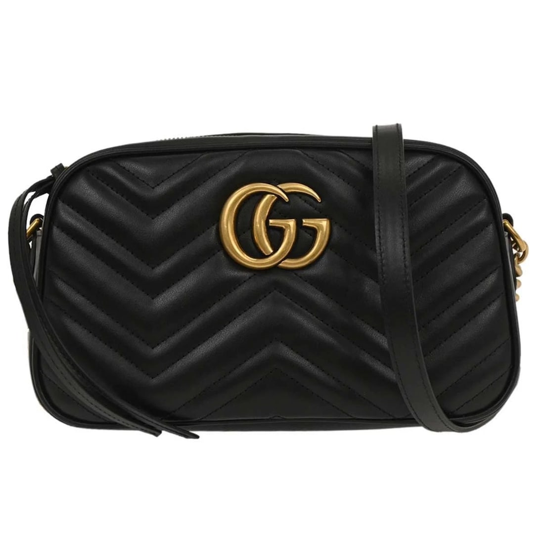 GUCCI BLACK GG MARMONT SMALL CAMERA BAG (1 of 8)