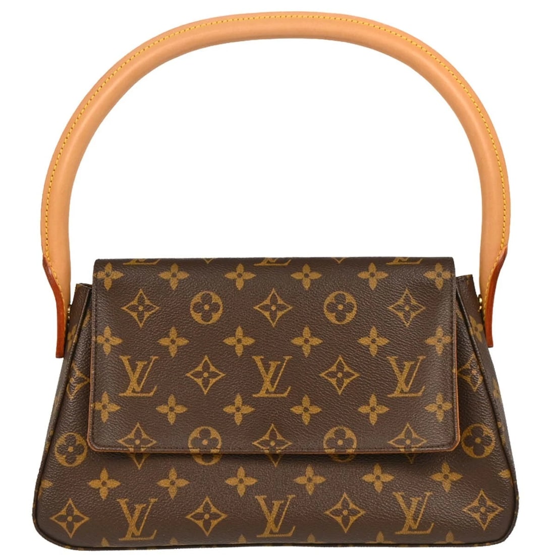 LOUIS VUITTON MONOGRAM MINI LOOPING HANDBAG: Louis Vuitton Monogram Mini Looping Handbag Brand: Louis Vuitton Type: Hand Bag Material/Exterior Material: Monogram Canvas, Leather Color/Exterior Color: Brown Size: W 11.0 x H 6.7 x D 3.5 " Stra