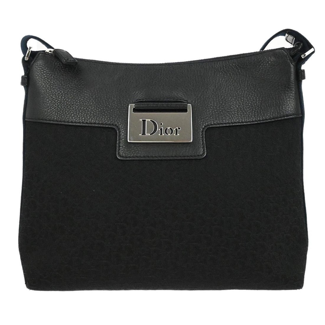 CHRISTIAN DIOR BLACK TROTTER STREET CHIC SHOULDER BAG: Christian Dior Black Trotter Street Chic Shoulder Bag Brand: Dior Type: Shoulder Bag Material/Exterior Material: Canvas, Leather Color/Exterior Color: Black Size: W 9.4 x H 8.7 x D 3.9 " Strap