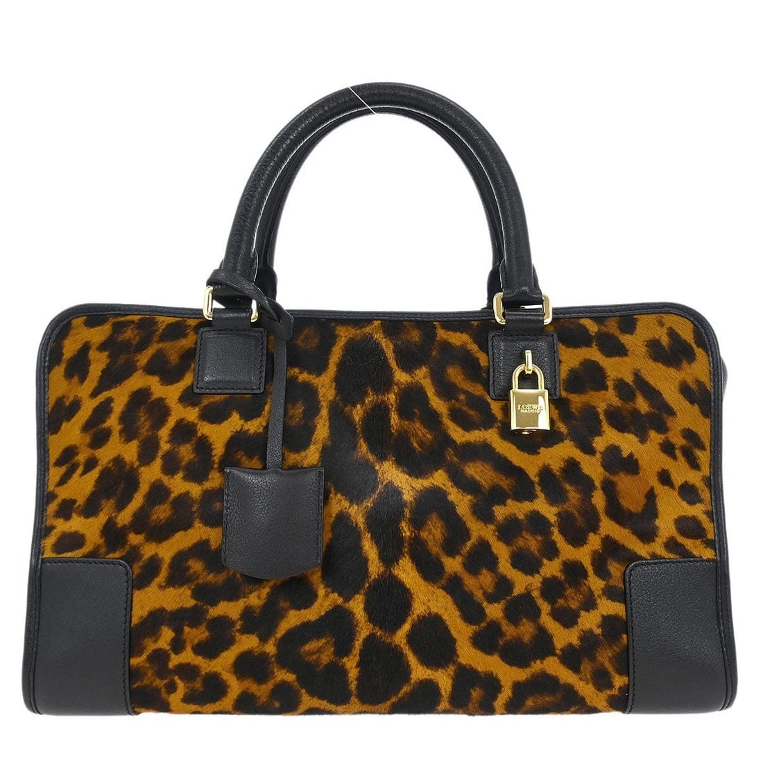 LOEWE BROWN PONY HAIR LEOPARD AMAZONA 36 HANDBAG: Loewe Brown Pony Hair Leopard Amazona 36 Handbag Brand: Loewe Type: Top Handle Bag Material/Exterior Material: Pony Hair, Leather Color/Exterior Color: Brown, Black Size: W 14.2 x H 8.3 x D