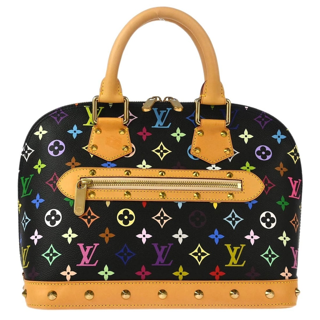 LOUIS VUITTON BLACK MONOGRAM MULTICOLOR ALMA HANDBAG (1 of 10)