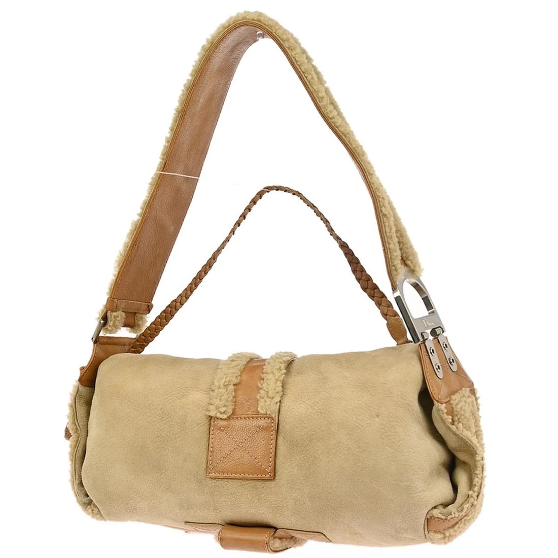 CHRISTIAN DIOR BEIGE MOUTON FLIGHT HANDBAG (1 of 7)