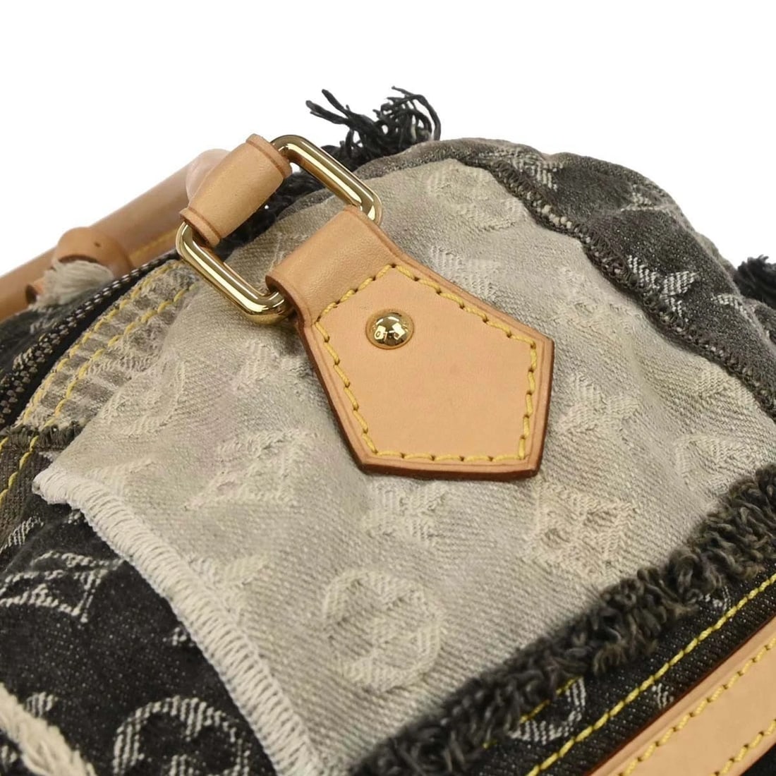 LOUIS VUITTON GRAY MONOGRAM DENIM PATCHWORK BOWLY HANDBAG - 4