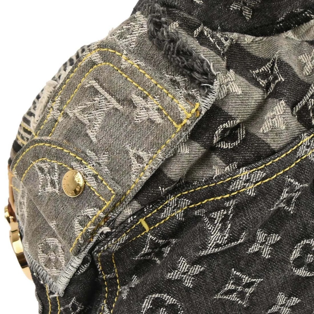 LOUIS VUITTON GRAY MONOGRAM DENIM PATCHWORK BOWLY HANDBAG - 5