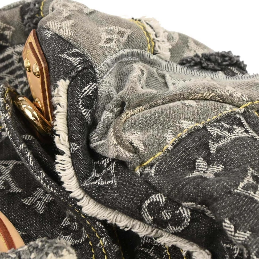 LOUIS VUITTON GRAY MONOGRAM DENIM PATCHWORK BOWLY HANDBAG - 9